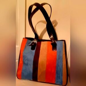 Suede/faux shoulder bag